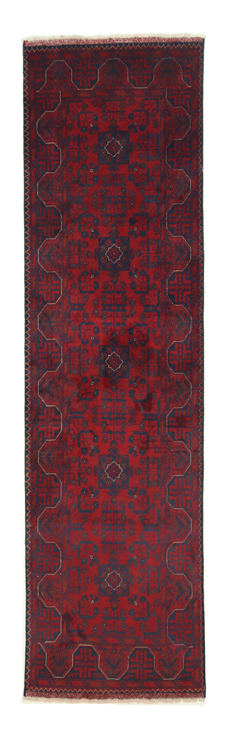 Løper Afghanske tepper - Kunduz - 290 x 79 cm - mørk rød