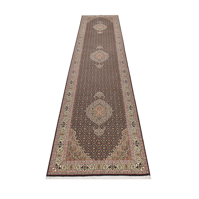 Løper Persisk teppe - Tabriz - Royal - 390 x 82 cm - mørk beige
