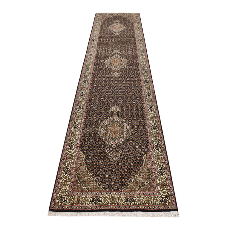 Løper Persisk teppe - Tabriz - Royal - 393 x 82 cm - mørk beige