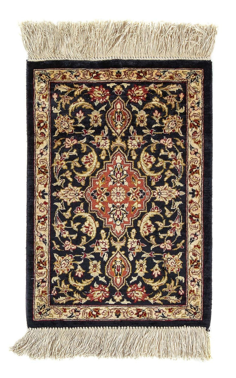 Silketeppe - Ghom Silk - Premium - 41 x 28 cm - mørkeblå