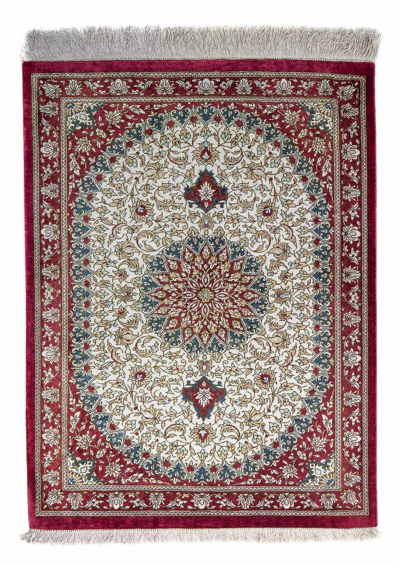 Qom Teppe 60x78cm - Persisk teppe - mørk rød