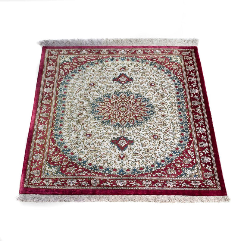 Qom Teppe 60x78cm - Persisk teppe - mørk rød