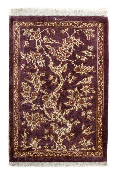 Qom Teppe 59x87cm - Persisk teppe - lilla