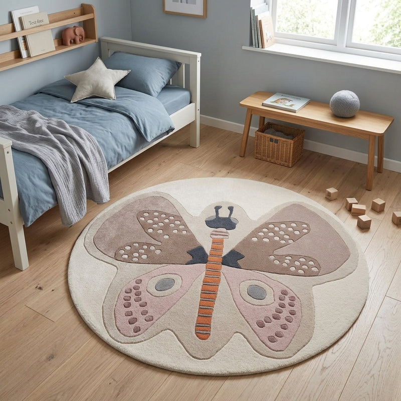 Kinderteppich Schmetterling rund