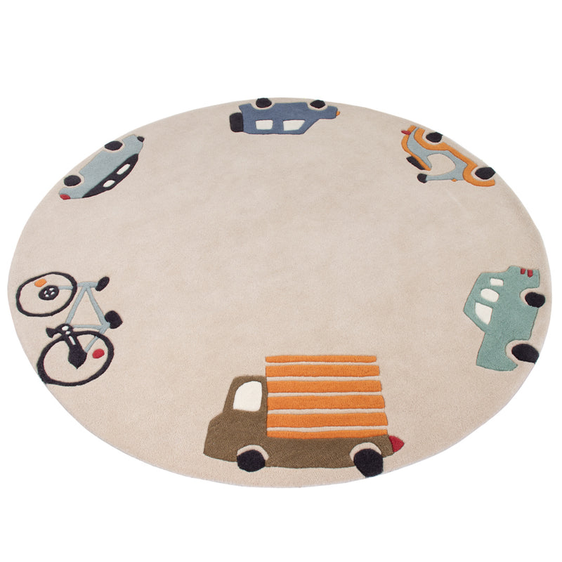 Kinderteppich Autos rund