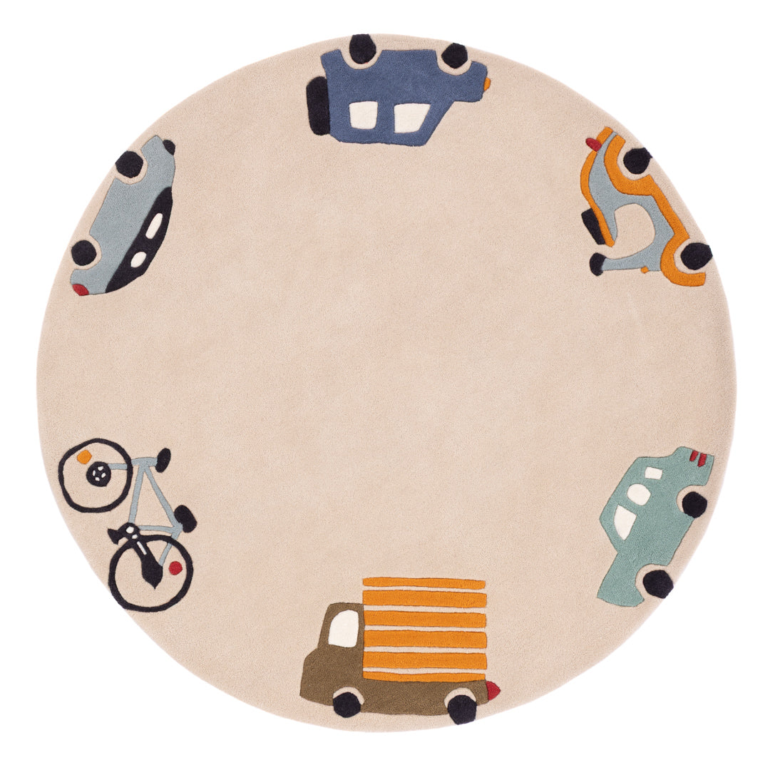 Kinderteppich Autos rund